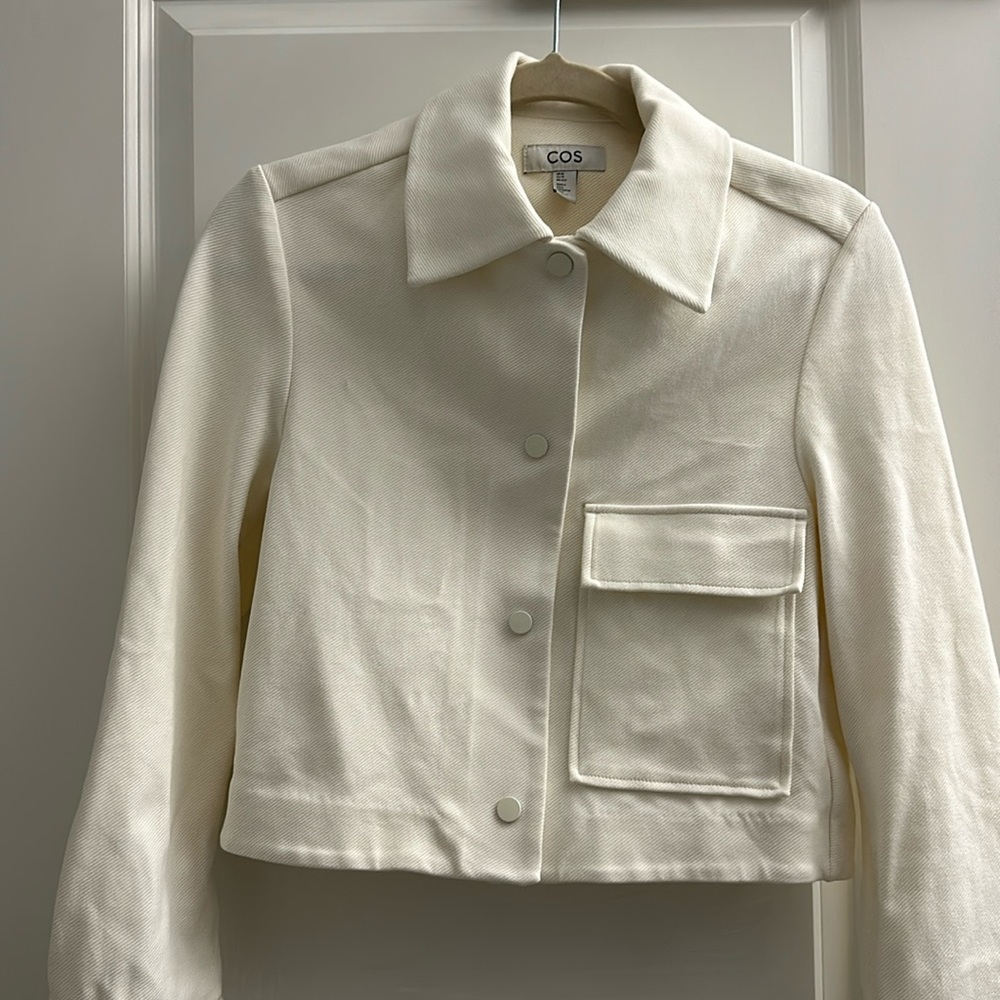COS Cream Cropped Button-Front Jacket